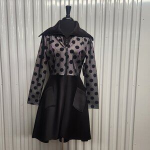 Samuel Dong Black/White Polka Dot Hi/Lo Jacket Size